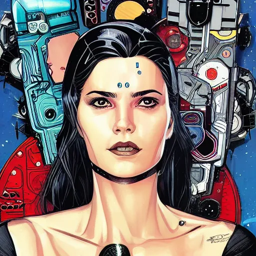 Image similar to portrait of a female android, by MARVEL comics and Sandra Chevrier