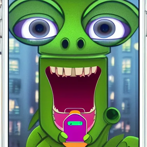 Image similar to iphone monster eating the androids