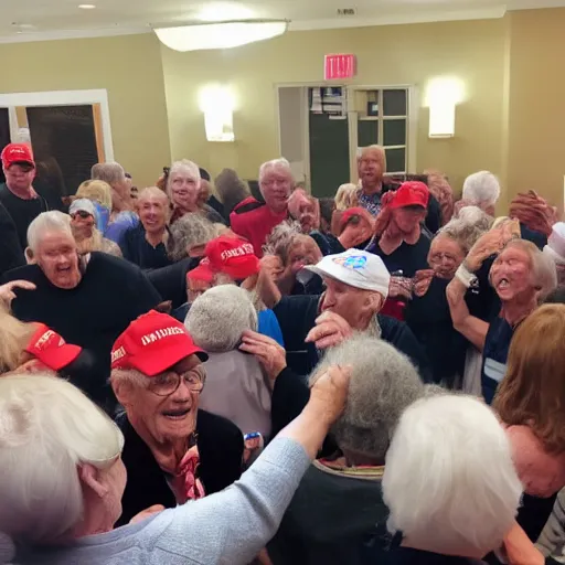 Image similar to mosh pit of donald trumps at a nursing home