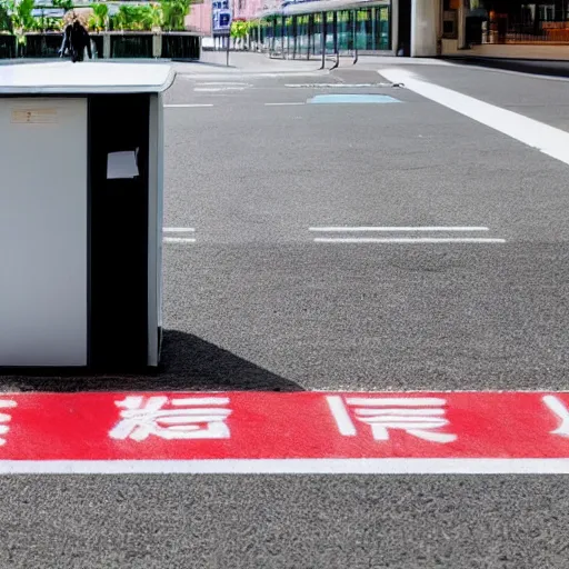 Prompt: a letter box with human legs running around in a shopping center, cctv footage