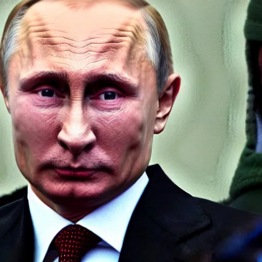 Prompt: Vladimir Putin crying behind bars, ugly, smooggy, dark, filthy, rat, garbage, worms