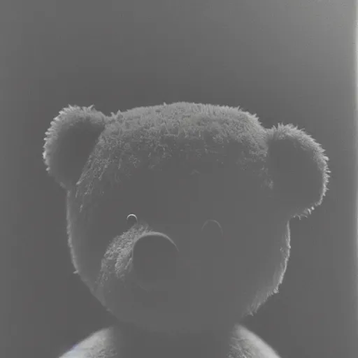 Image similar to a ( ( ( ( ( ( ( ( ( chiaroscuro lighting portrait ) ) ) ) ) ) ) ) ) ) of kanye west dressed as teddy bear mascot, black background, portrait by julia margaret cameron, shallow depth of field, 8 0 mm, f 1. 8