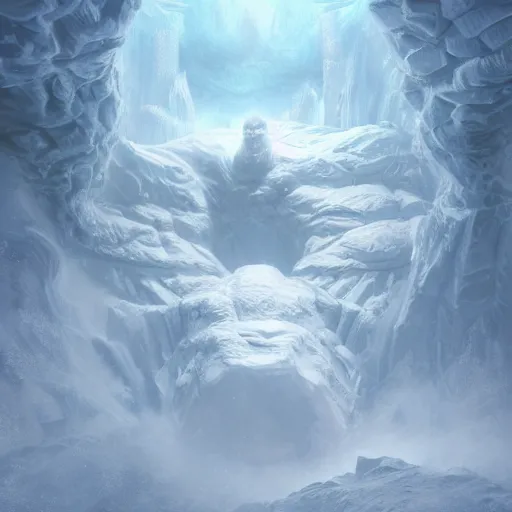 Image similar to A monster in the Arctic covered in snow, fractal Lighting, by Stanley Artgerm Lau, WLOP, Rossdraws, James Jean, Andrei Riabovitchev, Marc Simonetti, and Sakimichan, trending on artstation