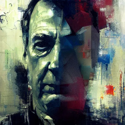 Prompt: abstract painting of saul goodman by jeremy mann