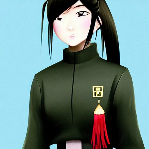 Prompt: Chinese woman, odango with ponytails, eyepatch, military uniform