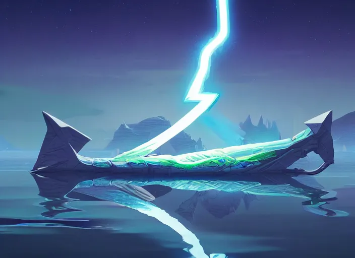 Prompt: a luminescent lightning sword in a lake by paolo eleuteri serpieri and tomer hanuka and chesley bonestell and daniel merriam and tomokazu matsuyama, unreal engine, high resolution render, featured on artstation, octane, 8 k, highly intricate details, vivid colors, vector illustration