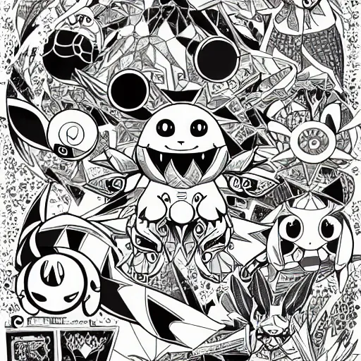 Image similar to pokemon vector illustration, weird pokemon, mystery pokemon, intricate detailed painting, illustration, sharp detail, manga 1 9 9 0