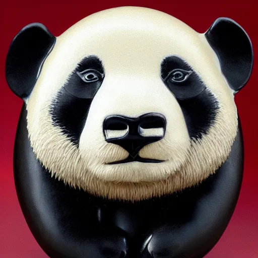 Image similar to an elegant, shiny, porcelain portrait of a giant panda donald trump, han dynasty heirloom