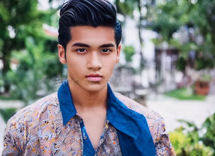 Image similar to outdoor medium close shot of a very very very very extremely handsome!!! good looking young man in 2 0 2 2 with the face of jose rizal!!! wearing stylish modern clothes photo taken in 2 0 2 2, 3 5 mm f 1. 4 digital color photography