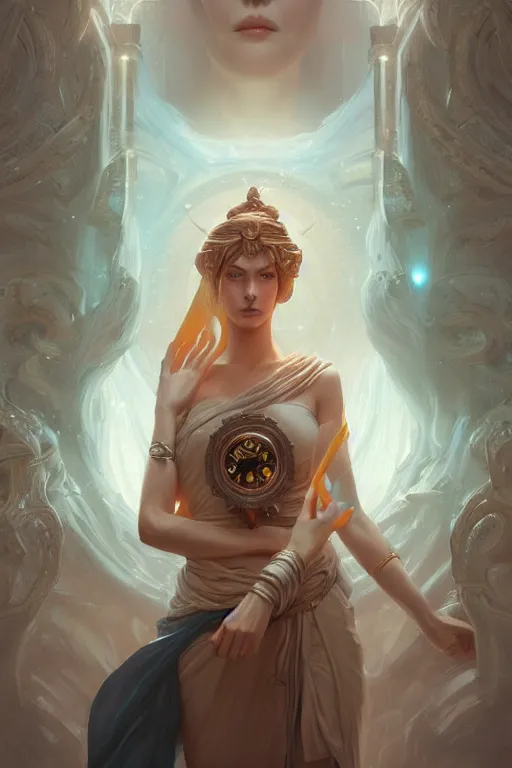 Prompt: goddess of the time, highly detailed, digital painting, artstation, concept art, smooth, sharp focus, illustration, unreal engine 5, 8 k, art by artgerm and greg rutkowski and edgar maxence