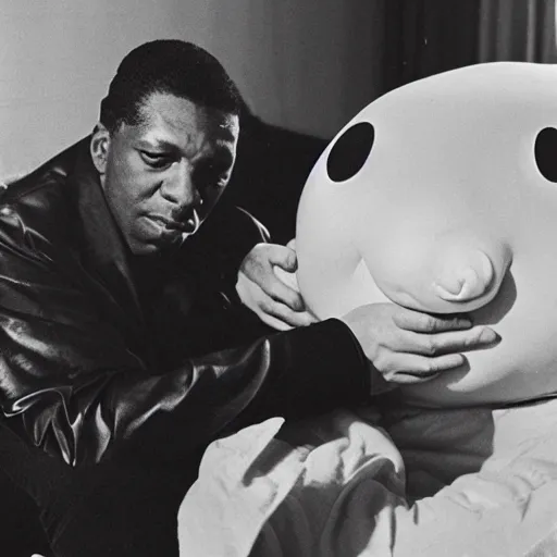 Image similar to john coltrane snuggling a blobfish