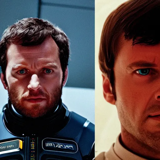 Prompt: movie stills of a remake of the movie 2001: a Space Odyssey, made in 2018 by Denis Villeneuve