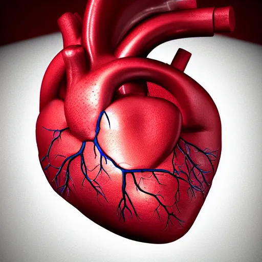 Prompt: heartshaped anatomical human heart, photorealistic, octane render