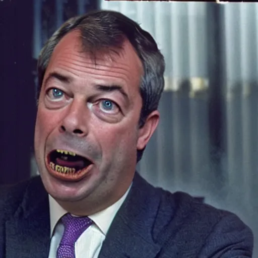 Image similar to nigel farage shouting screaming in blade runner