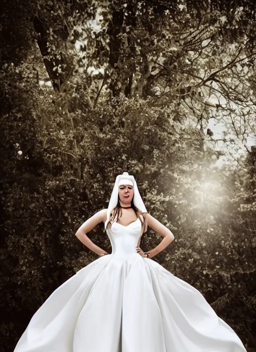 Image similar to photo of harley queen in a white wedding dress, symmetry, awesome exposition, very detailed, highly accurate, intricate, professional lighting diffracted lightrays, 8 k, sense of awe