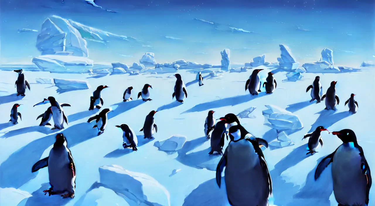 Prompt: incredible, mindblowing, man walking in antarctica with a family of penguins following, in marble incrusted of legends official fanart behance hd by jesper ejsing, by rhads, makoto shinkai and lois van baarle, ilya kuvshinov, rossdraws global illumination