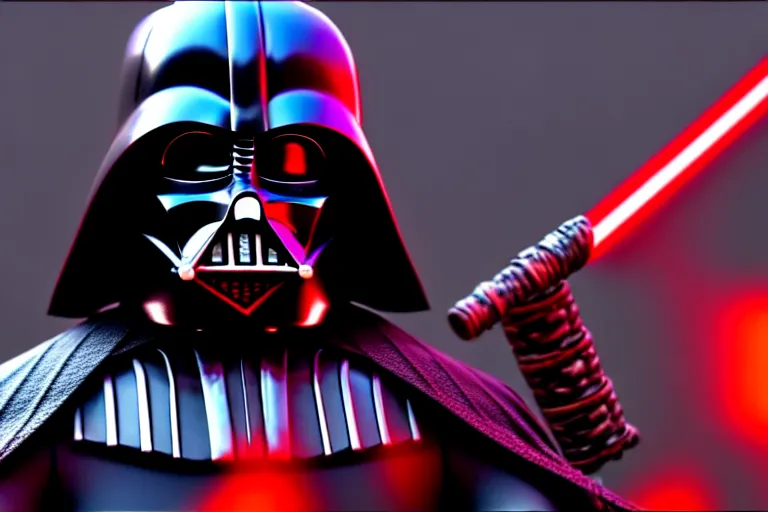 Prompt: darth vader as a battle - hardened samurai demon warlord with sinister kabuto and terrifying men - yoroi mask, with armor intricately engraved with glowing red ancient rune symbols, and adorned with demon skulls, by ayami kojima, unreal engine 5, octane render, 3 d