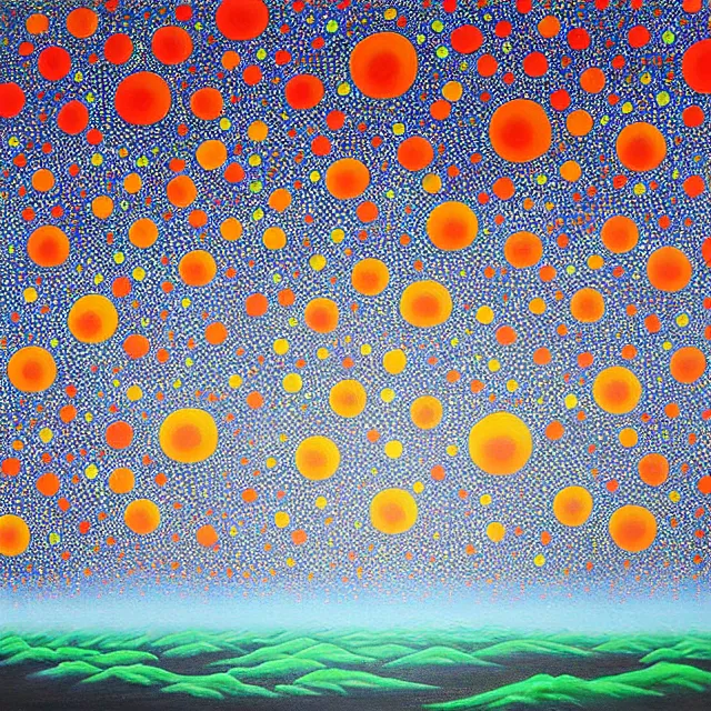 Image similar to a beautiful painting nuclear bomb exploded in japan, by kusama miyama realistic oil painting