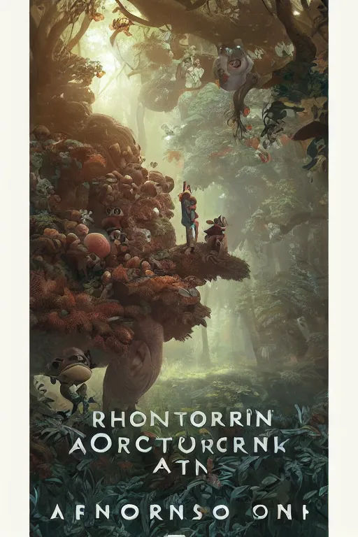 Image similar to round antropomorphic acorn forest adventure movie, cerebri movie poster, by james jean, greg rutkowski, anato finnstark. pixar. hyper detailed, 5 0 mm, award winning photography