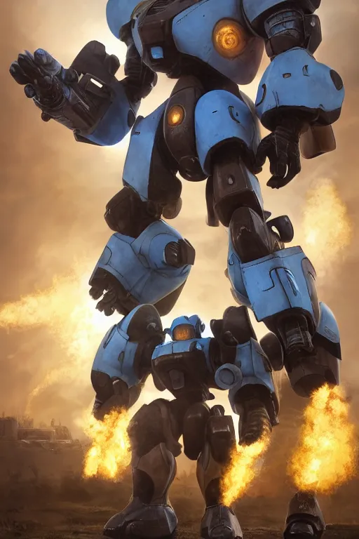 Image similar to mechwarrior 5 : mercenaries mech megaman transformer robot boss tank engine game octane render, 4 k, hd 2 0 2 2 3 d cgi rtx hdr style chrome reflexion glow fanart, global illumination ray tracing hdr fanart arstation by ian pesty by jesper ejsing pixar and disney unreal zbrush central hardmesh