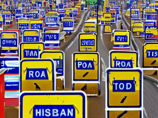 Image similar to a room full of road signs