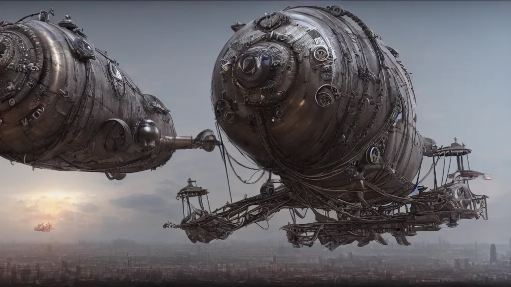 Prompt: steampunk tardigrade airship, high detail, octane render, 8k