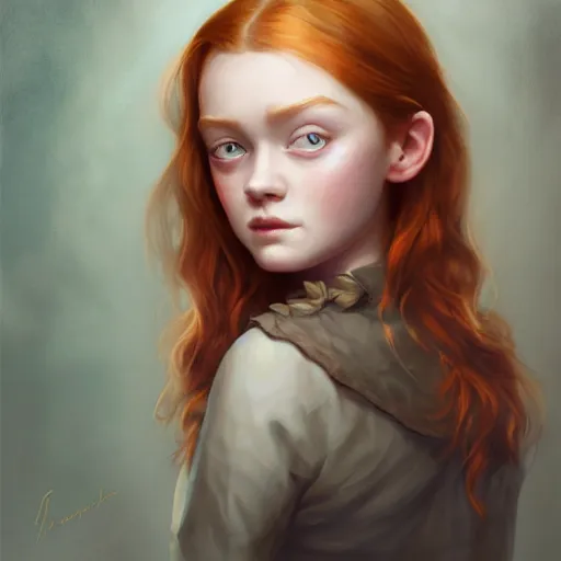 Image similar to portrait of sadie sink by charlie bowater