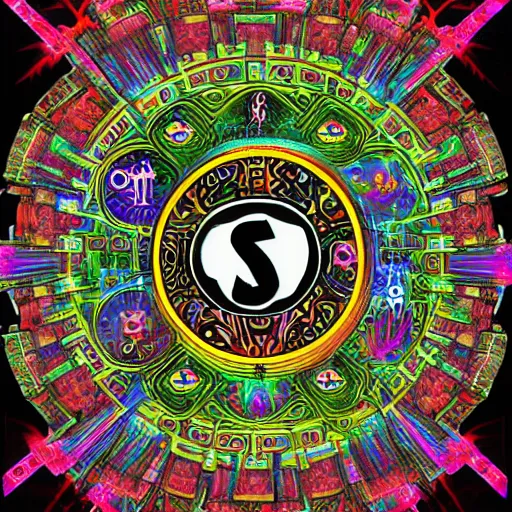 Image similar to Arcane Algorithm of Sagaciousness coded with esoteric symbols and glyphs style of LUKE BROWN