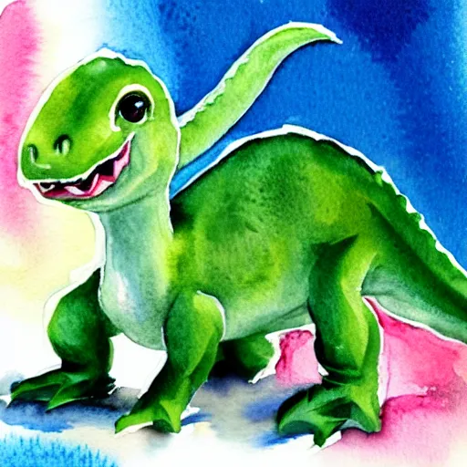 Image similar to cute watercolour of a baby dinosaur