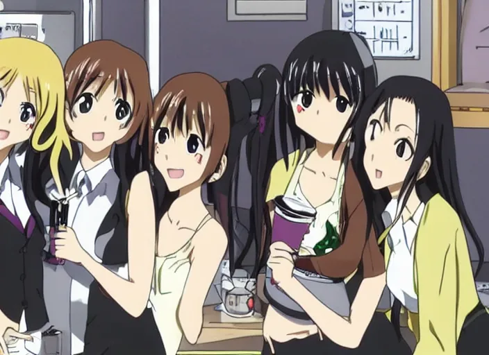 Prompt: A scene from the anime K-On! where Ritsu gets drunk from vodka.