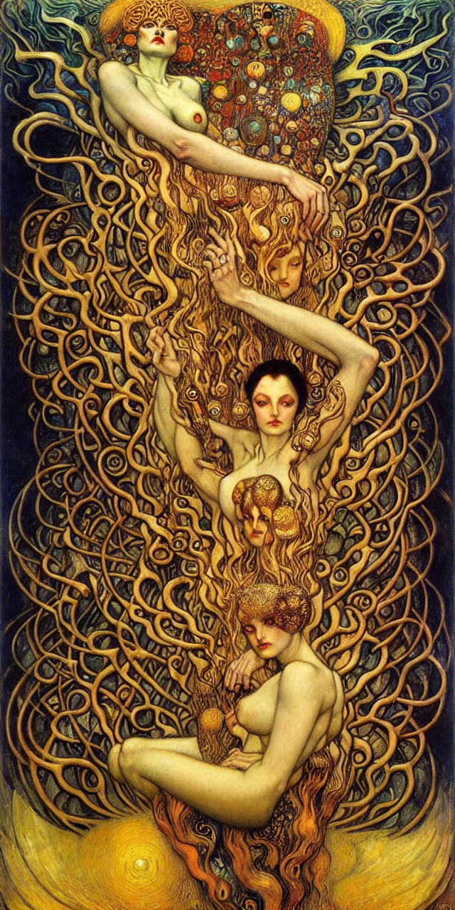 Image similar to Divine Chaos Engine by Karol Bak, Jean Delville, William Blake, Gustav Klimt, and Vincent Van Gogh, symbolist, visionary