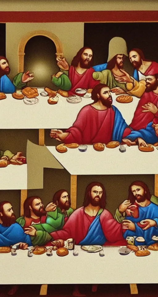 Image similar to the last supper at mcdonalds