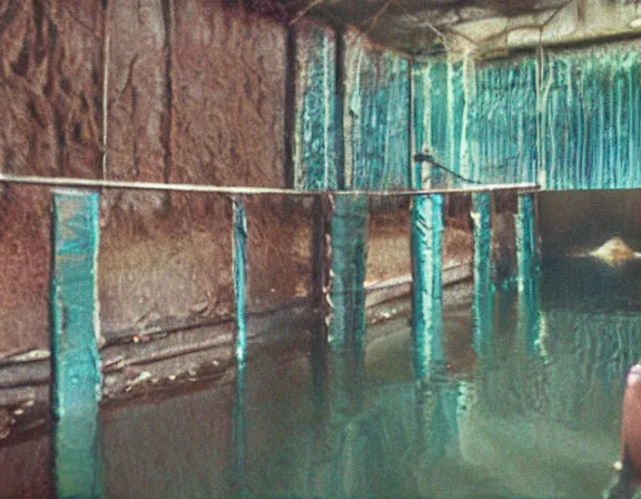 Image similar to forest glen opening with figure film still 1 9 9 2 industrial neon water mold rot