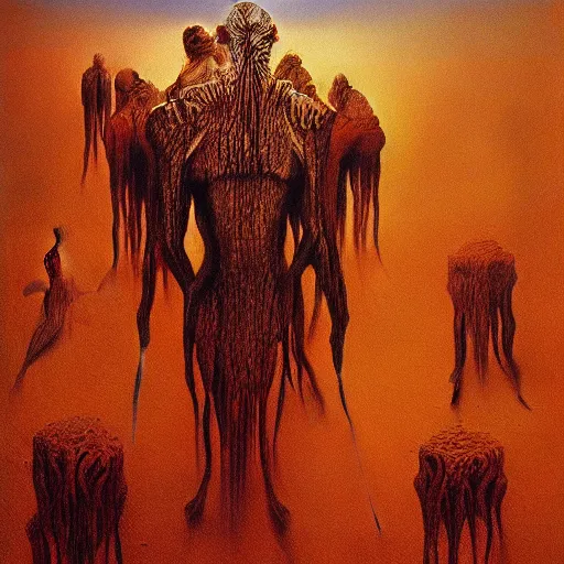 Prompt: Zdzisław Beksiński painting of The Dread Legions