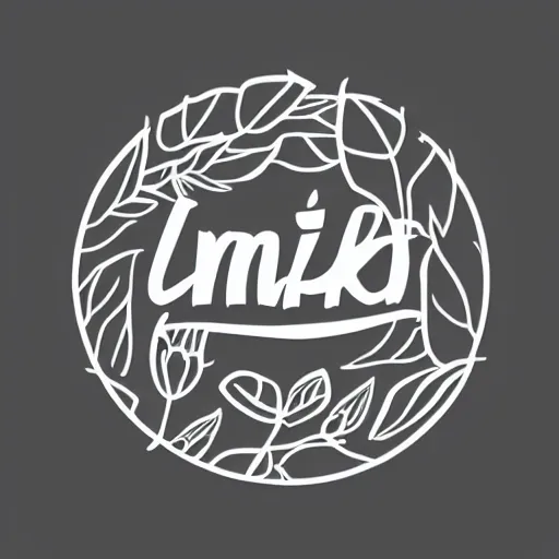 Image similar to ink logo showing a camera, flowers, and plant leaves. minimalist