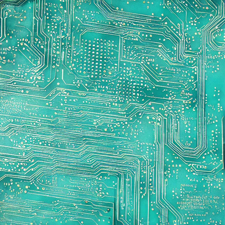 Image similar to exposed circuit boards, film photo, soft lighting album cover, nostalgia, turquoise gradient