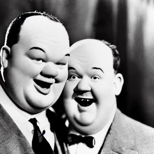 Prompt: laurel and hardy as terrifying aliens, found footage