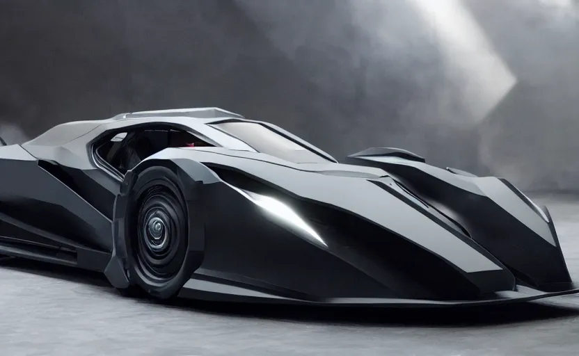 Image similar to A film still of the 2025 Batmobile, 8k