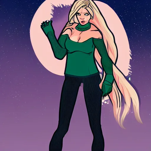 Image similar to blonde girl wearing an decent outfit hero, digital artwork in hero comic