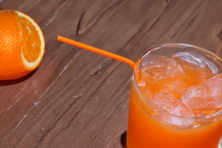 Prompt: bendy straw poking into an orange, photo, 4K