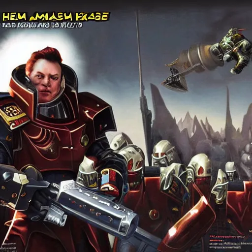 Image similar to elon musk warhammer 4 0 k