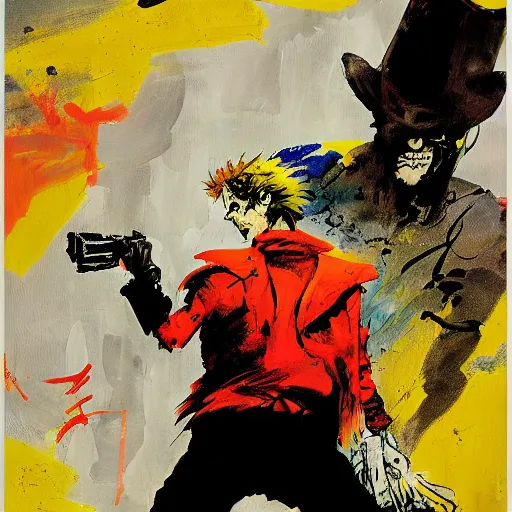 Image similar to DC The Sandman by Ashley Wood, Yoji Shinkawa, Jamie Hewlett, 60's French movie poster, French Impressionism, vivid colors, palette knife and brush strokes, Dutch tilt, 8k, hd, high resolution print