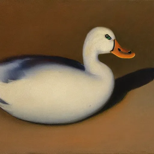 Prompt: a duck on the prowl oil painting giorgio morandi