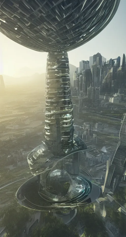 Prompt: huge futuristic building, in style of solarpunk, detailed, sharp, 8 k