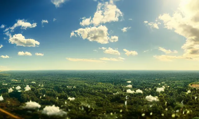 Image similar to panorama of a perfect cloudless blue sky filled with big raindrops, hot and sunny highly-detailed, elegant, dramatic lighting, artstation, 4k, cinematic landscape, photograph by National Geographic