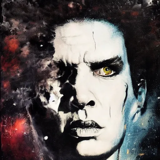 Image similar to stunning portrait of gaunt sid vicious a ( the cure fan ) as dream from sandman, dim stars as eyes, by jeremy mann, by cedric peyravernay, by by russ mills, by richard avedon and ben templesmith, dramatic lightning, sadness, dark eye sockets, in the shadows, punk rock, gothic, high detailed, 8 k