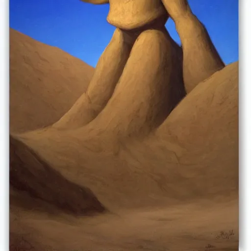 Image similar to A giant sand golem, by asher duran