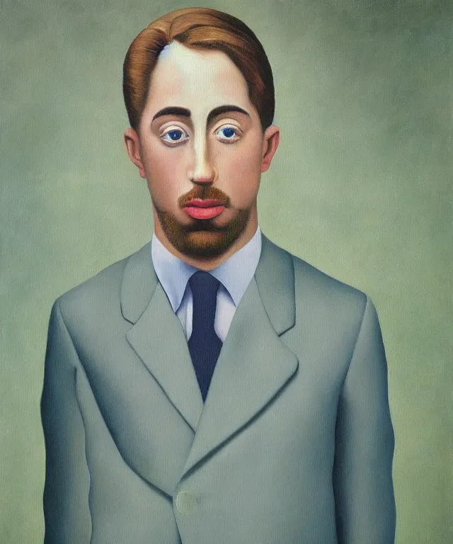 Prompt: adam thielen painting by rene magritte, surreal