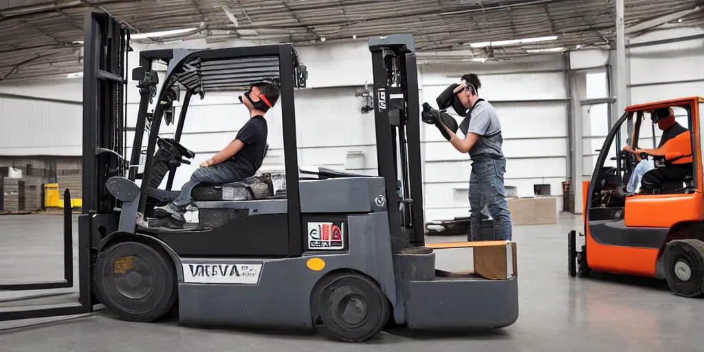 Image similar to forklift operator with a vr headset