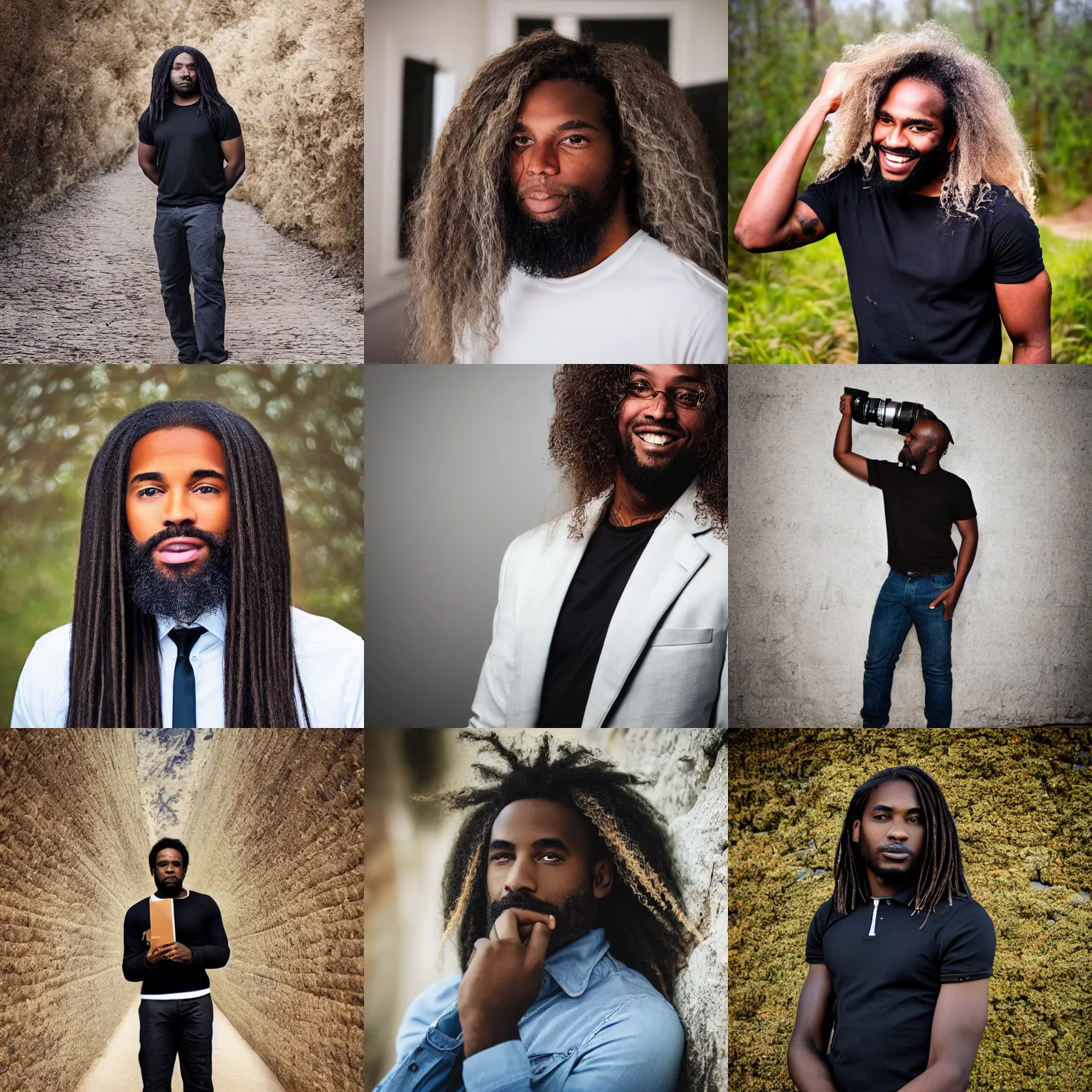 Prompt: regular black man with long blond hair, national geography award winning professional photography canon